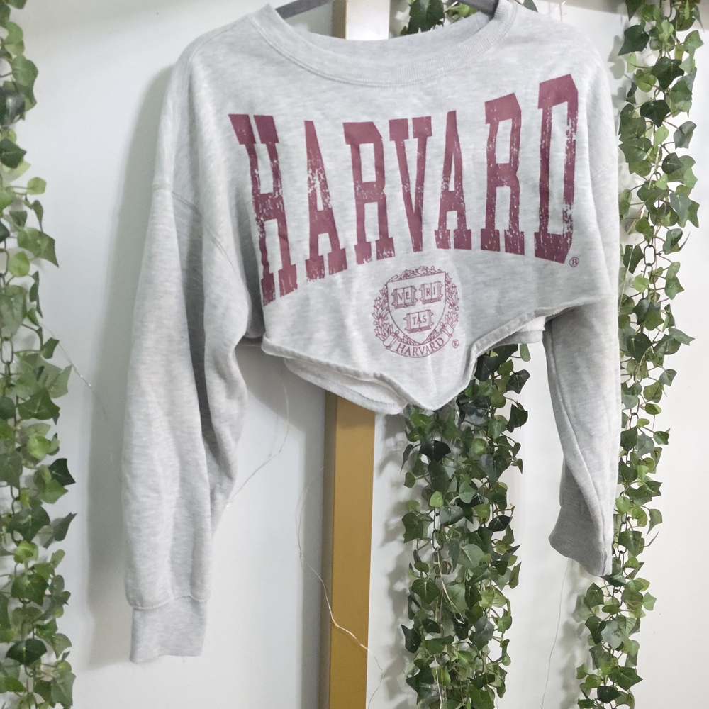 Harvard Gray and Maroon Women's Cropped Sweater